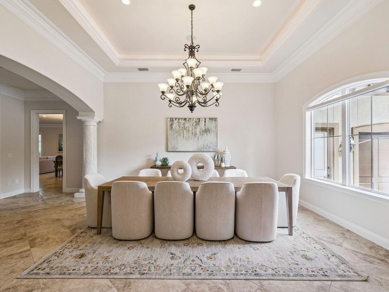 Elegant dining room staged for sale